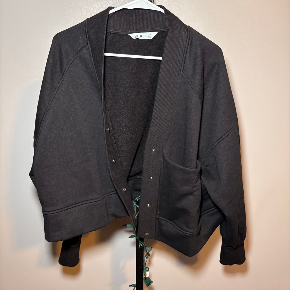 Women's FLX Black Snap Front Cardigan Jacket‎ M